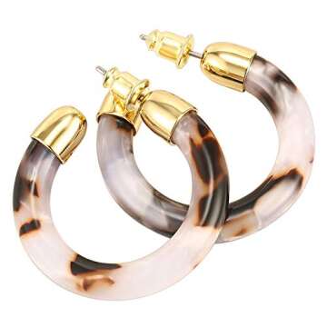 PAVOI 14K Gold Plated Leopard Print Acrylic Hoop Earrings - Eco-Friendly Style