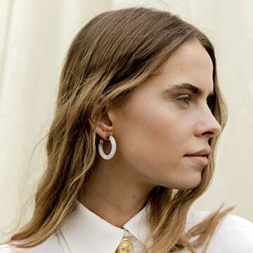 PAVOI Gold Plated Leopard Acrylic Hoop Earrings for Women