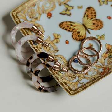 PAVOI Gold Plated Leopard Acrylic Hoop Earrings for Women