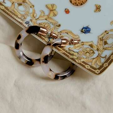 PAVOI Gold Plated Leopard Acrylic Hoop Earrings for Women