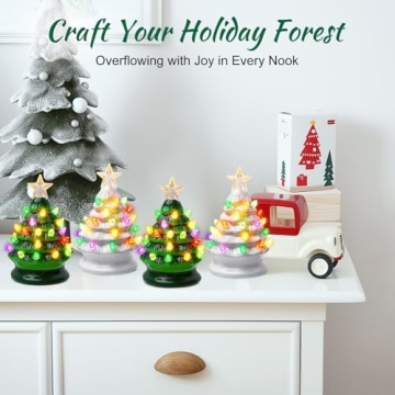 Mini Ceramic Christmas Tree Set - Pre-lit Tabletop Decor