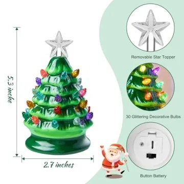 Mini Ceramic Christmas Tree Set - Pre-lit Tabletop Decor