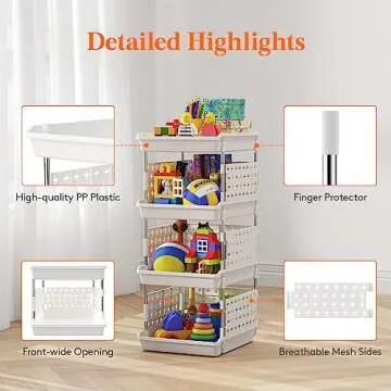 Lifewit Stackable Storage Baskets - Large Capacity & Durable