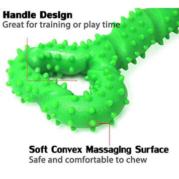 Hipat Dog Chew Toy for Aggressive Chewers, 13 Inch Large Solid Rubber Chew Toy with Soft Massaging Surface for Tooth Cleaning, Interactive Dog Tug Toy