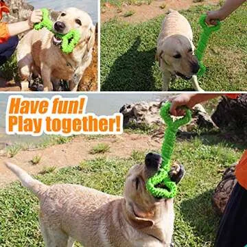 Hipat Dog Chew Toy for Aggressive Chewers, 13 Inch Large Solid Rubber Chew Toy with Soft Massaging Surface for Tooth Cleaning, Interactive Dog Tug Toy