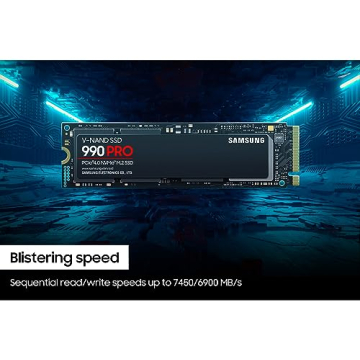 SAMSUNG 990 PRO SSD NVMe M.2 PCIe Gen4, M.2 2280 Internal Solid State Hard Drive, Seq. Read Speeds Up to 7,450 MB/s for High End Computing, Gaming, and Heavy Duty Workstations, MZ-V9P2T0B/AM