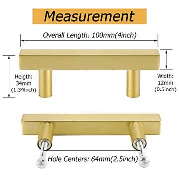 goldenwarm Brushed Brass Cabinet Pulls Gold Kitchen Cabinet Hardware - LS1212GD64 Euro Style Bar Han...