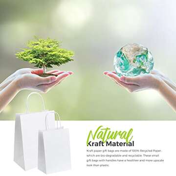 cozymood White Gift Bags with Handles Medium 8x4.5x10.5 100Pcs Bulk Kraft Paper Bags Perfect Choice ...