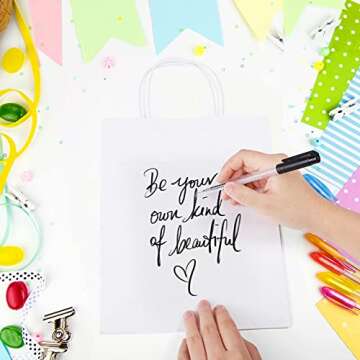 cozymood White Gift Bags with Handles Medium 8x4.5x10.5 100Pcs Bulk Kraft Paper Bags Perfect Choice for Parties, Shopping, Retail, Business, Merchandise, Restaurant takeouts