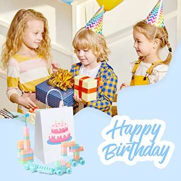 cozymood White Gift Bags with Handles Medium 8x4.5x10.5 100Pcs Bulk Kraft Paper Bags Perfect Choice for Parties, Shopping, Retail, Business, Merchandise, Restaurant takeouts