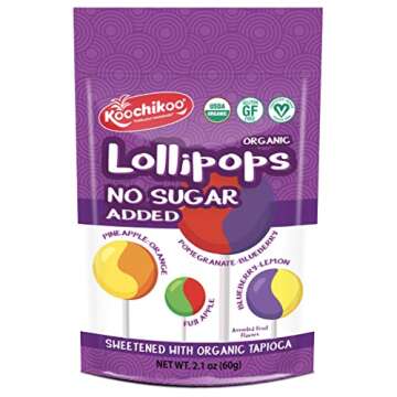 Koochikoo Organic & Sugar Free Lollipops Pouch - 30 Count of Assorted Fruit Flavors