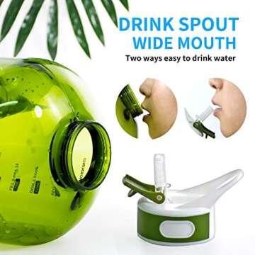 1 Gallon Water Bottle with Straw - Motivational Water Bottle with Time Marker, Large Water Jug for S...