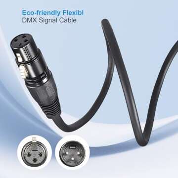 GZhumin DMX Cable 50ft, 2 Pack 15.24m DMX Cables 3 Pin Signal XLR Male to Female DMX Cable Wire, with Metal Connectors for Signal Transmission for DJ Lighting Equipment and Stage Lighting