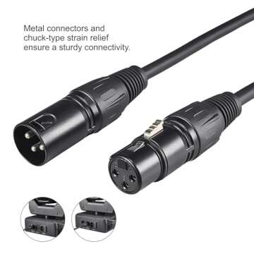 GZhumin DMX Cable 50ft, 2 Pack 15.24m DMX Cables 3 Pin Signal XLR Male to Female DMX Cable Wire, with Metal Connectors for Signal Transmission for DJ Lighting Equipment and Stage Lighting
