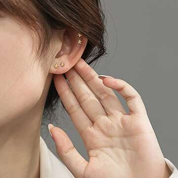 Daisy Stud Earrings in 925 Sterling Silver for Women