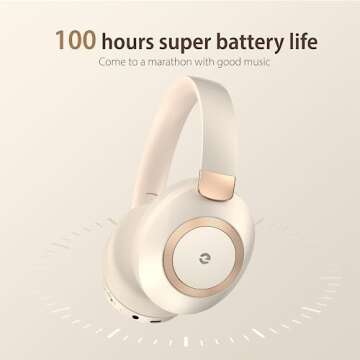 EAORUL Active Noise Cancelling Headphones, 100H Playtime Headphones Wireless Bluetooth, Bluetooth He...