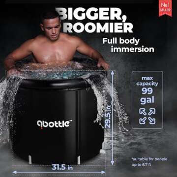 PREMIUM XL Ice Bath Tub for Athletes - Portable Cold Plunge Tub with Cover for Recovery & Cold Water...