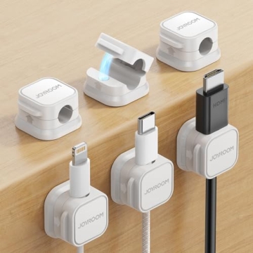 6 Pack Magnetic Cable Clips - JOYROOM Cord Holder with Adjustable Design for Home and Office