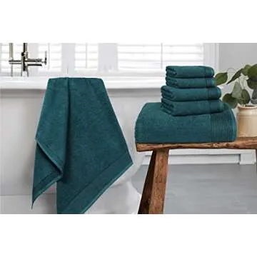 Belizzi Home 100% Cotton Ultra Soft 6 Pack Towel Set, Contains 2 Bath Towels 28x55 inchs, 2 Hand Towels 16x24 inchs & 2 Washcloths 12x12 inchs, Compact Lightweight & Highly Absorbant - Teal