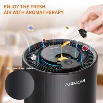AIRROMI Air Purifier for Bedroom with HEPA 3-in-1 Filter, Pet Air Purifier for Home Cat Pee Smell, Covers Upto 990 Ft², Quiet 360°intake Air Cleaner for pet hair,allergies,Dust,Smoke A2001 Black