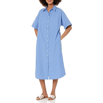 The Drop Women's Marla Drop Shoulder Short Sleeve Midi Shirt Dress - Comfort and Versatility in Dazz...