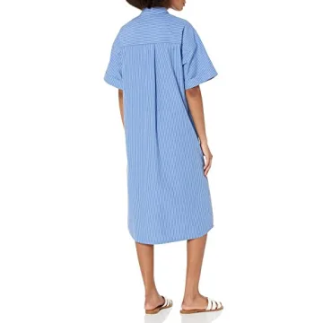 Marla Drop Shoulder Midi Shirt Dress for Women | Dazzling Blue