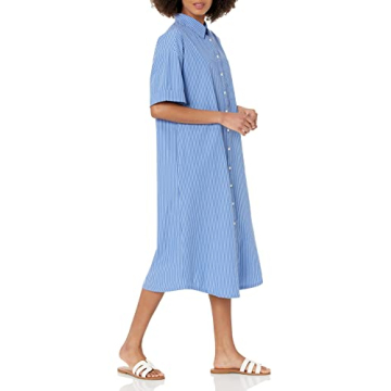 Marla Drop Shoulder Midi Shirt Dress for Women | Dazzling Blue