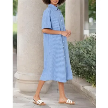 Marla Drop Shoulder Midi Shirt Dress for Women | Dazzling Blue