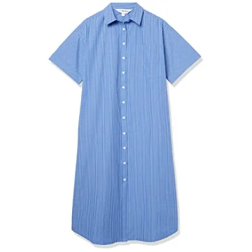 Marla Drop Shoulder Midi Shirt Dress for Women | Dazzling Blue