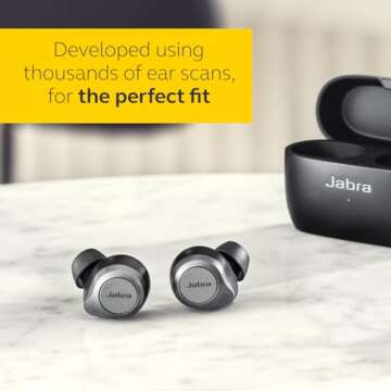 Jabra Elite 85t True Wireless Bluetooth Earbuds, Titanium Black – Advanced Noise-Cancelling Earbuds with Charging Case for Calls & Music – Wireless Earbuds with Superior Sound & Premium Comfort