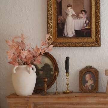 Chagoart Handmade White Ceramic Vase for Home Decor-9.6" Rustic Vase-Big Concrete Stone Pottery Deco...