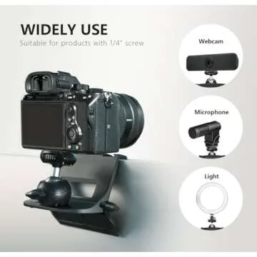 【CM01】 RAUBAY Monitor Top Camera Mount Clamp, Hanging Webcam Stand with 1/4" Screw, for Live Stream, Video Conferencing, YouTube, TikTok, etc.