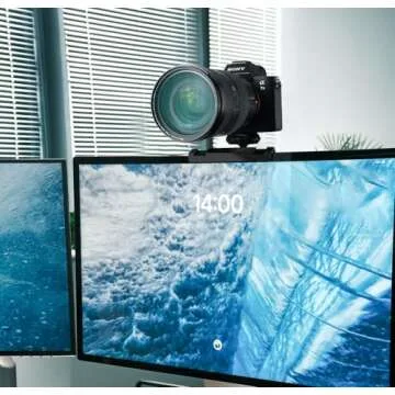 【CM01】 RAUBAY Monitor Top Camera Mount Clamp, Hanging Webcam Stand with 1/4" Screw, for Live Stream, Video Conferencing, YouTube, TikTok, etc.