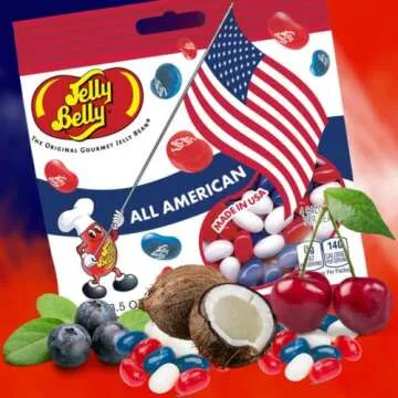 Needzo Red, White, and Blue Fruit Flavored Jelly Beans, American Mix Shareable Candy, Gourmet Chewy Candies for 4th of July and Birthday Parties, Pack of 3 (Red White Blue)