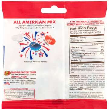 Needzo Red, White, and Blue Fruit Flavored Jelly Beans, American Mix Shareable Candy, Gourmet Chewy Candies for 4th of July and Birthday Parties, Pack of 3 (Red White Blue)