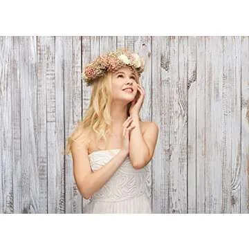 WOLADA 7x5FT Vintage Wood Backdrop Retro Rustic White Gray Wooden Floor Backdrops for Photography Kids Adult Photo Booth Video Shoot Vinyl Studio Prop 11890