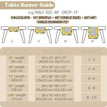 WHOMEAF Capri Blue Lemon Table Runner Italy Tile Burlap Artificial Yellow Lemon Fruit Table Runners Farmhouse Coffee Table Center Decor for Home Kitchen Dining Party Patio Indoor Outdoor 13x72 Inch