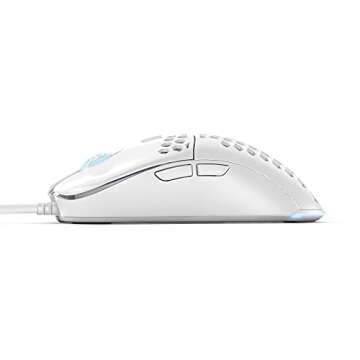 Rukario Ronin X PC Gaming Mouse (Arctic White, Wired) - Ultra Lightweight Symmetrical Honeycomb Shell | RGB Led | PTFE Glides | Pixart 3360 Sensor | 6 Buttons | Weight 63G | Adjustable Settings