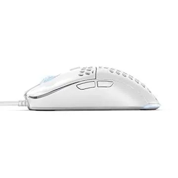 Rukario Ronin X PC Gaming Mouse (Arctic White, Wired) - Ultra Lightweight Symmetrical Honeycomb Shell | RGB Led | PTFE Glides | Pixart 3360 Sensor | 6 Buttons | Weight 63G | Adjustable Settings