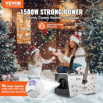 VEVOR Snow Machine 1500W with Large Water Tank