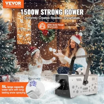 VEVOR Snow Machine 1500W with Large Water Tank