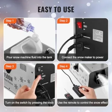VEVOR Snow Machine 1500W with Large Water Tank