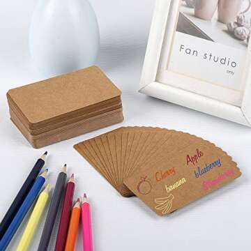 Nettbe 100pcs 3.54"x2" Blank Kraft Paper Business Card, Words Message Notes paper Tags, Mini Craft Cardboard Festival gifts