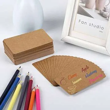 Nettbe 100pcs 3.54"x2" Blank Kraft Paper Business Card, Words Message Notes paper Tags, Mini Craft Cardboard Festival gifts