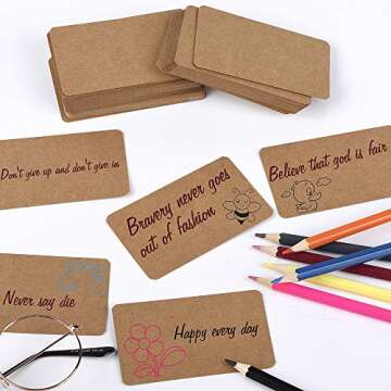 Nettbe 100pcs 3.54"x2" Blank Kraft Paper Business Card, Words Message Notes paper Tags, Mini Craft Cardboard Festival gifts