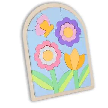 Lasoba Kids Puzzles Ages 3-5, Wooden Puzzles for Toddlers 3-5, Color Shapes Puzzles for Kids Ages 4-...