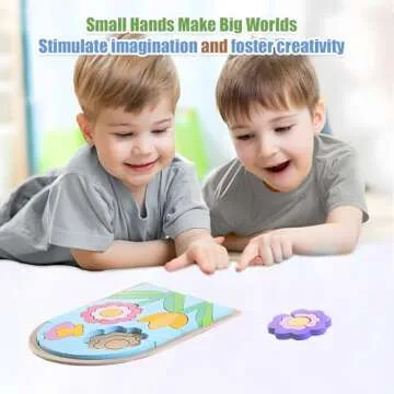 Lasoba Kids Puzzles Ages 3-5, Wooden Puzzles for Toddlers 3-5, Color Shapes Puzzles for Kids Ages 4-6, Toddler Puzzles Montessori Toys for 3 Year Old, Great Gifts for 3+ Year Olds (Flowers)