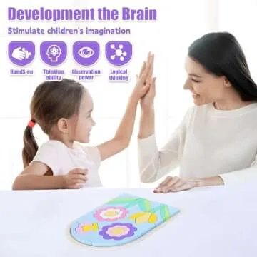 Lasoba Kids Puzzles Ages 3-5, Wooden Puzzles for Toddlers 3-5, Color Shapes Puzzles for Kids Ages 4-6, Toddler Puzzles Montessori Toys for 3 Year Old, Great Gifts for 3+ Year Olds (Flowers)