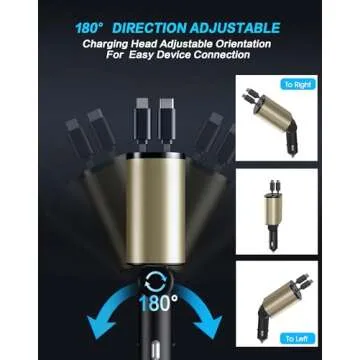 Mifanstech Retractable 4-in-1 Car Charger - Fast Charging Solution