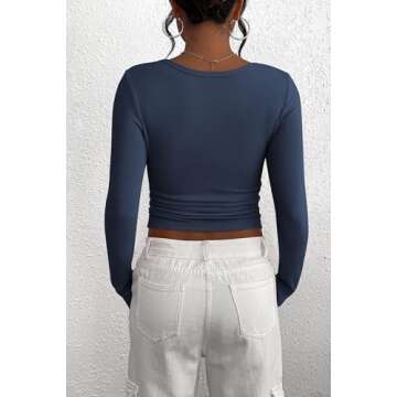 PRETTYGARDEN Women's 2025 Spring Fall Long Sleeve Henley T Shirts Button Ribbed Knit Slim Fit Casual...